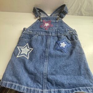 Denim Star Appliqué Kids Overall Dress - Blue